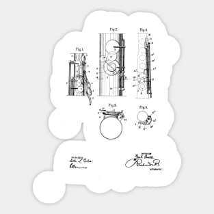 saxophone vintage patent drawing Sticker